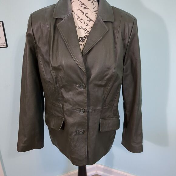 Terry Lewis Classic Luxuries Leather Jacket Black Button medium - Picture 1 of 4